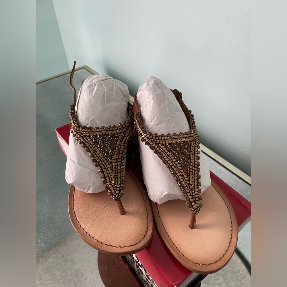 Naughty Monkey Gold Sandals, size 8; NEVER WORN
